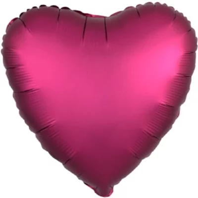 Шар Сердце бургундия 46 см, сатин