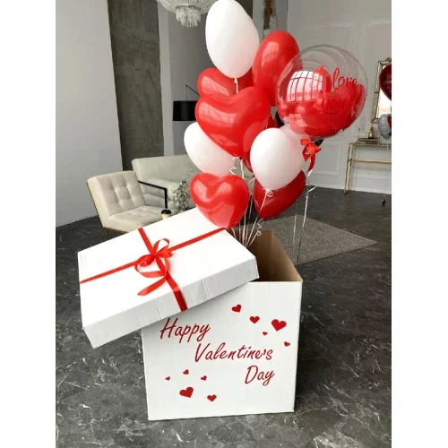 Коробка-сюрприз с шарами "Люблю тебя"