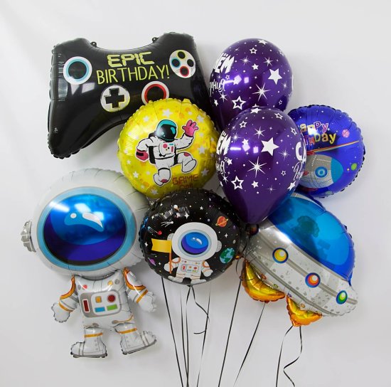 Фонтан из шаров на день рождения «Космонавтика»