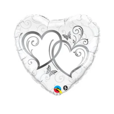 Шар "Сердца переплетенные", silver
