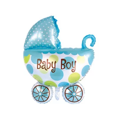 Шар фигура "Коляска детская Baby Boy", голубая