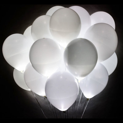 Воздушные шары со светодиодами (Белый пастель, 30см)