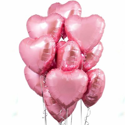 Фонтан из фольгированных сердец «розовый фламинго» (46 см/18″)