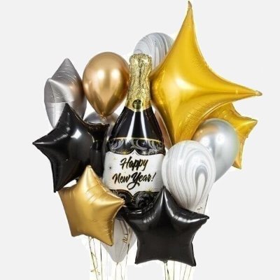 Фонтан из шаров с шампанским «Happy New Year!»
