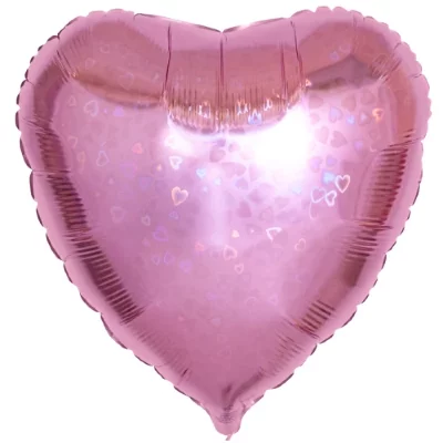 Шар Сердце розовое 46 см, голография