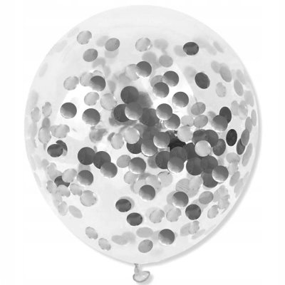 Воздушные шары с конфетти (Цвет серебро, 30см)