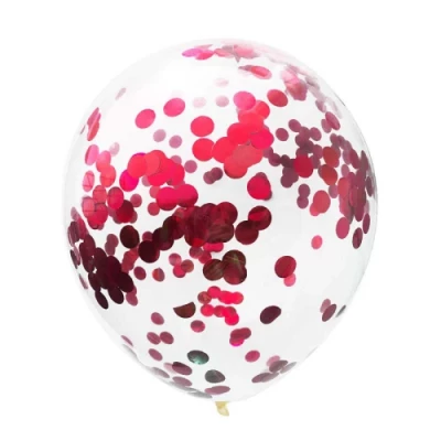 Прозрачный шар 60 см с красным конфетти