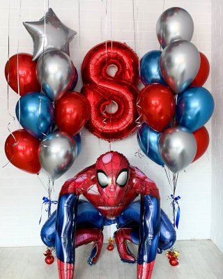 Композиция из шаров с ходячей фигурой Человек-паук