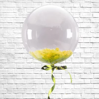 Шар BUBBLE с желтыми перьями