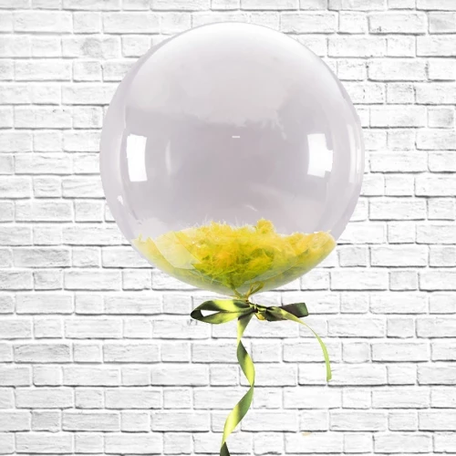 Шар BUBBLE с желтыми перьями