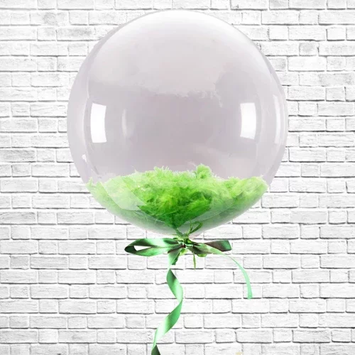 Шар BUBBLE с зелеными перьями
