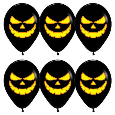 Латексные воздушные шары на Хэллоуин (Черный, 30см)