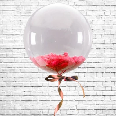 Шар BUBBLE с красными перьями