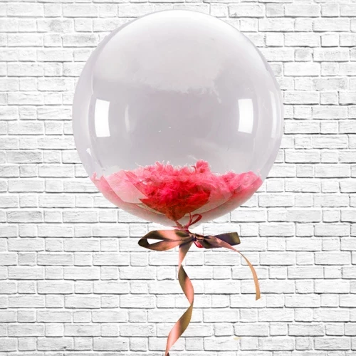 Шар BUBBLE с красными перьями