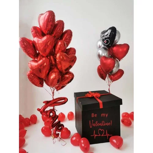 Коробка-сюрприз с шарами "Горячая любовь"