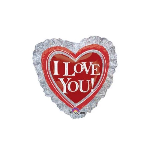 Шар Джамбо "ILY" сердце на серебре