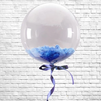 Шар BUBBLE с синими перьями