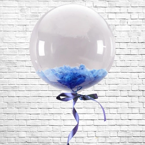 Шар BUBBLE с синими перьями