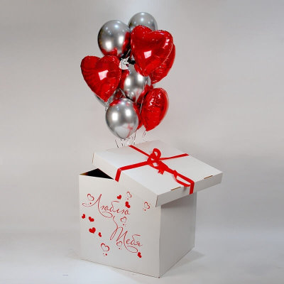 Коробка-сюрприз с воздушными шарами «Любовь»