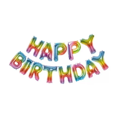 Буквы, мини-надпись "Happy Birthday" радужный градиент