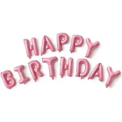 Буквы, мини-надпись "Happy Birthday", розовый