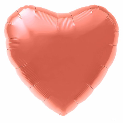 Воздушный шар, фольгированное сердце коралловый, 18″/46 см