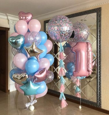 Композиция из воздушных шаров для девочки с «гигантом»