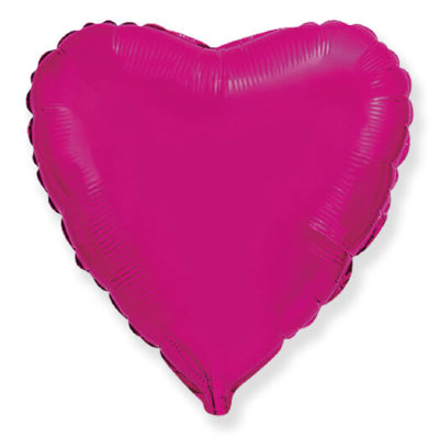 Воздушный шар, фольгированное сердце фуше (фуксия), 18″/46 см