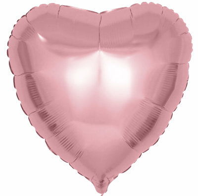 Воздушный шар, фольгированное сердце розовое золото, 18″/46 см