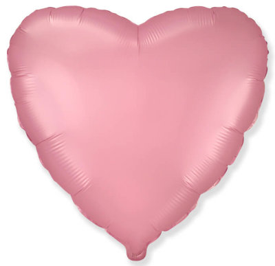 Воздушный шар, фольгированное сердце розовый сатин, 18″/46 см