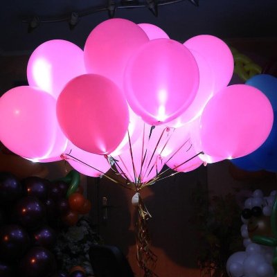 Воздушные шары со светодиодами (Розовый пастель, 30см)