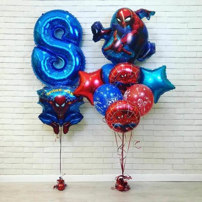 Композиция из шаров с Человеком-пауком на день рождения