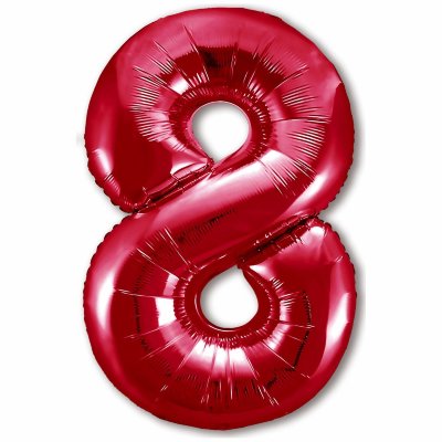 Фольгированная цифра 8, цвет красный 40″/102 см