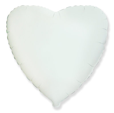 Воздушный шар, фольгированное сердце, белый, 18″/46 см