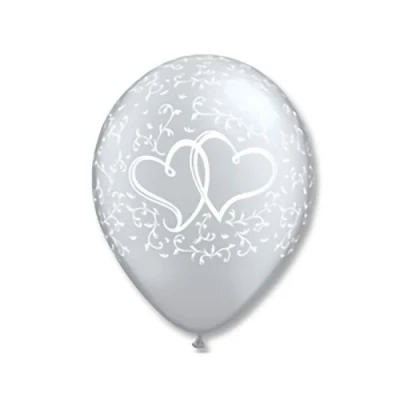 Латексный шар "Сердца переплетенные", Silver