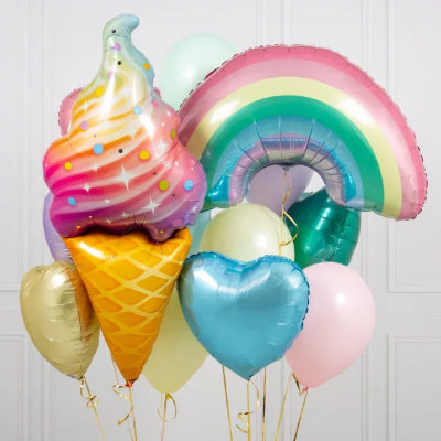 Фонтан из воздушных шаров «Радужное мороженое»