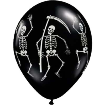 Латексный шар "Скелет" черный