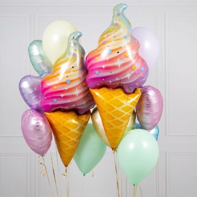 Композиция из воздушных шаров «Искрящееся мороженое»