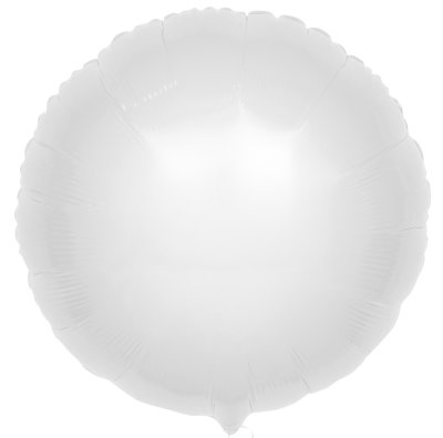 Воздушный шар, фольгированный круг белый, 18″/46 см