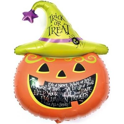 Тыква со шляпой на Хэллоуин — воздушный шар (89 см)
